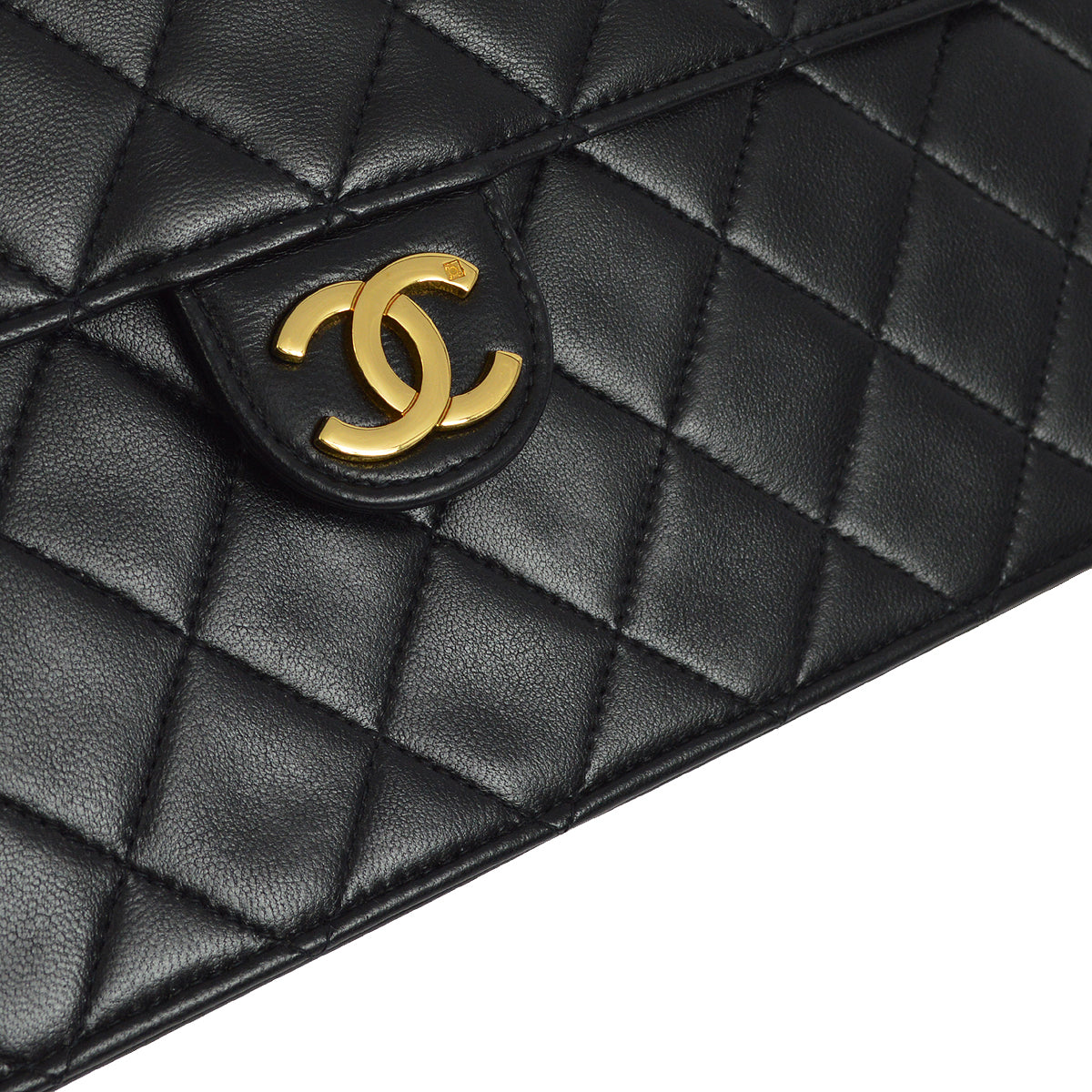 Chanel 1997-1999 Lambskin Pushlock Medium Half Flap Shoulder Bag