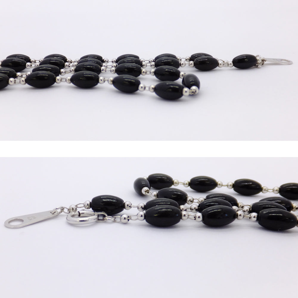 Onyx necklace approximately 62cm approximately 23.0g white g K18 jewelry ladies necklace pendant