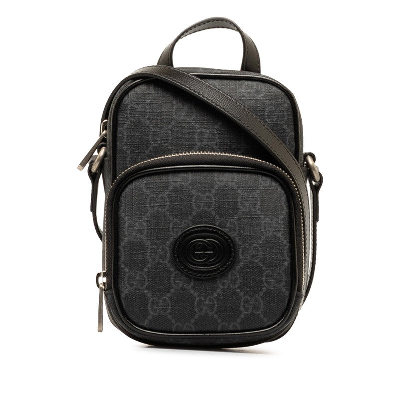 Gucci GG Supreme Interlocking G  Mini Shoulder Bag 672952 Black PVC Leather  Gucci