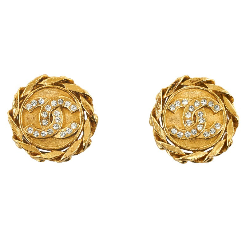 Chanel Chanel Vintage Gold Tone CC Logo Small Round Earrings