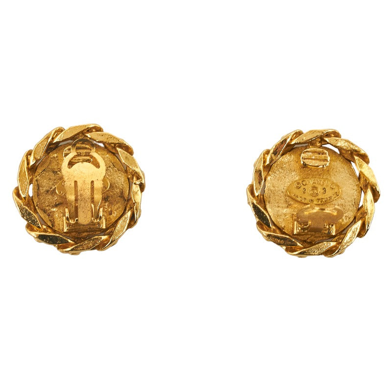 Vintage Chanel Cocomark Gem Round Earrings Clip-On