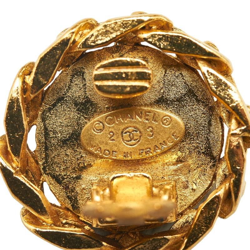 Vintage Chanel Cocomark 寶石圓形耳環夾式耳環