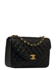 Chanel Vintage Matlasse Chain Shoulder Bag Black Lambskin