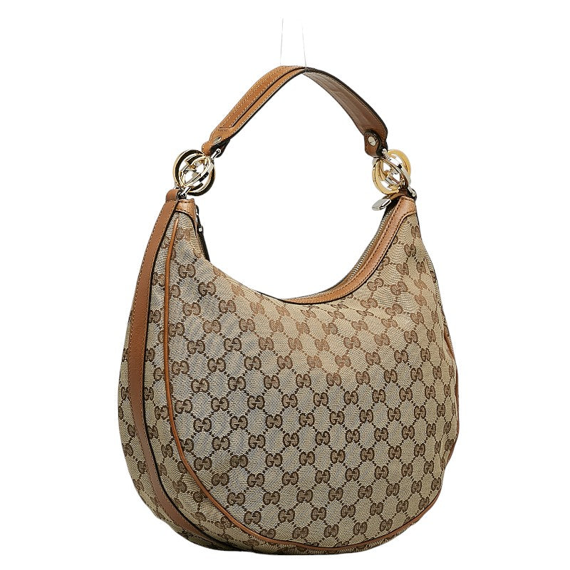 Gucci GG Canvas One Shoulder Bag 232962 Beige Brown Canvas Leather Women&#39;s