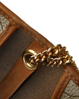 Dior Vintage Honeycomb Chain Shoulder Bag Brown PVC Leather Women's