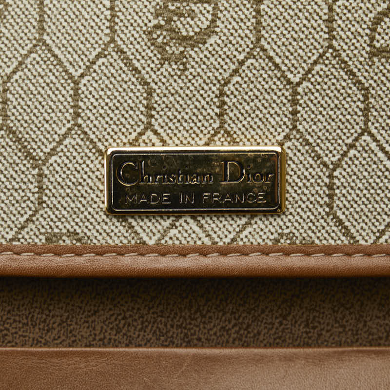 Dior Vintage Honeycomb Chain Shoulder Bag Brown PVC Leather Women&#39;s