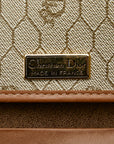 Dior Vintage Honeycomb Chain Shoulder Bag Brown PVC Leather Women's