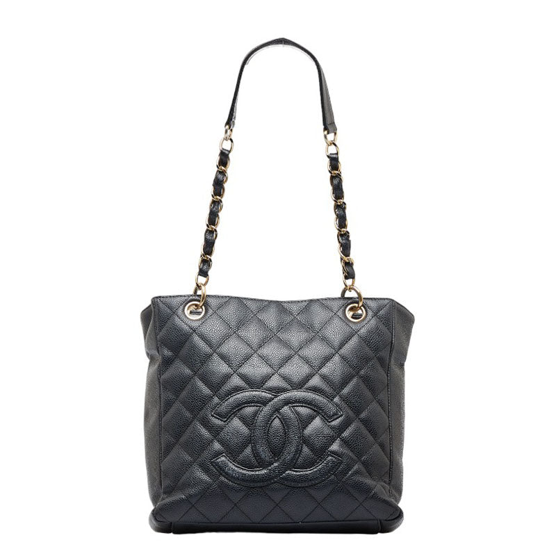 Chanel Matlasse PST Tote Handbag Shoulder Bag Black Caviar