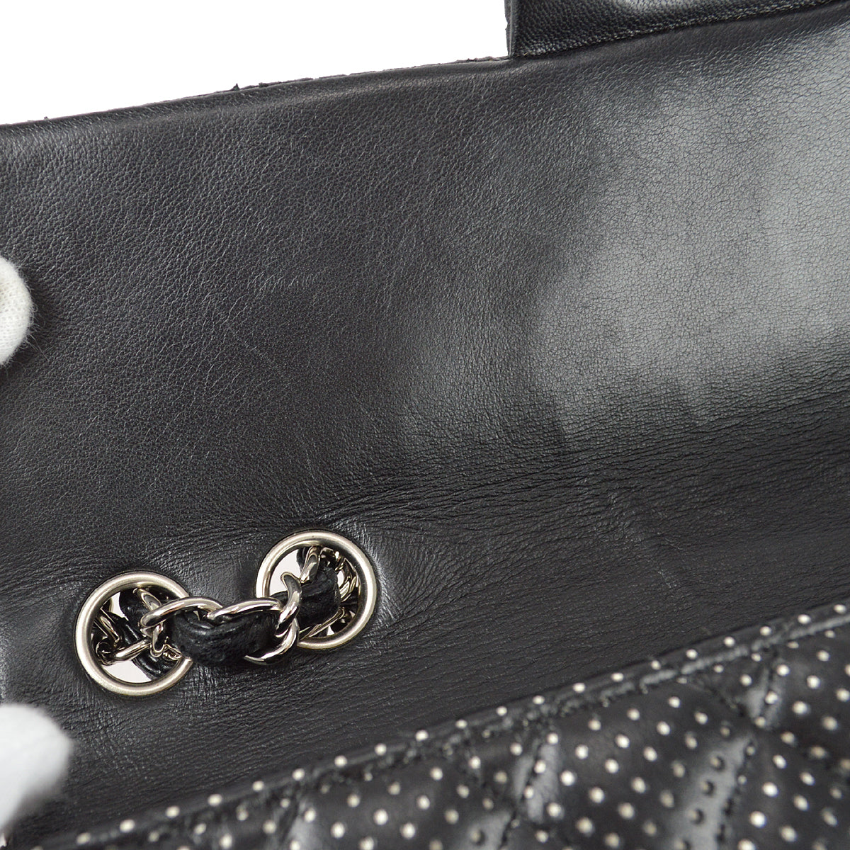 Chanel Black Perforated Lambskin East West Shoulder Bag