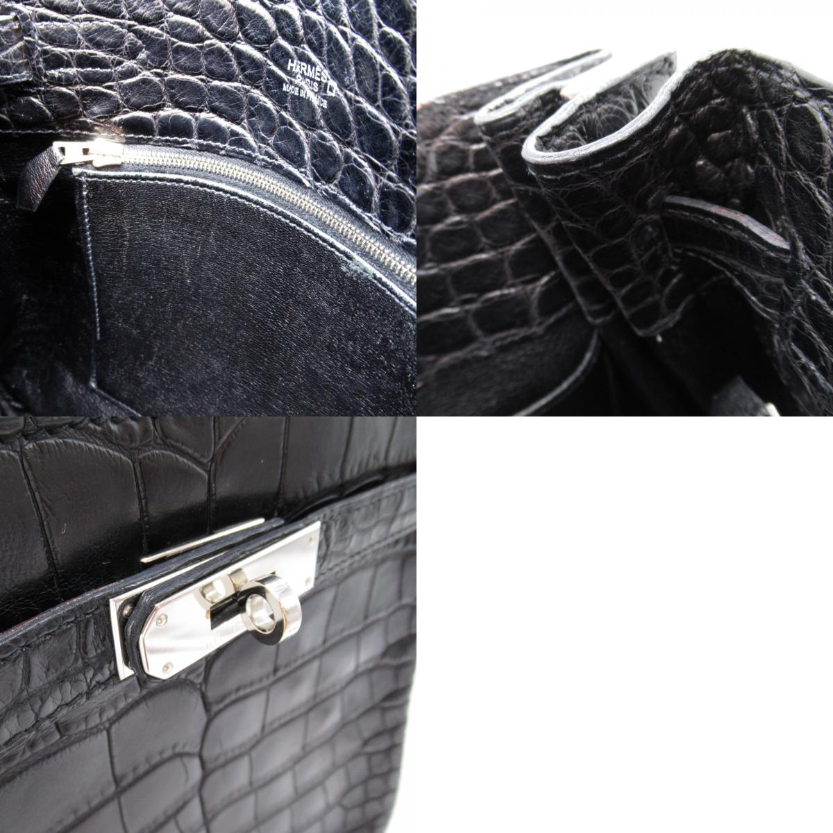 Hermes HERMES SOKELY22 Black Shoulder Bag Shoulder Bag Leather Alligator Mat  Black Box