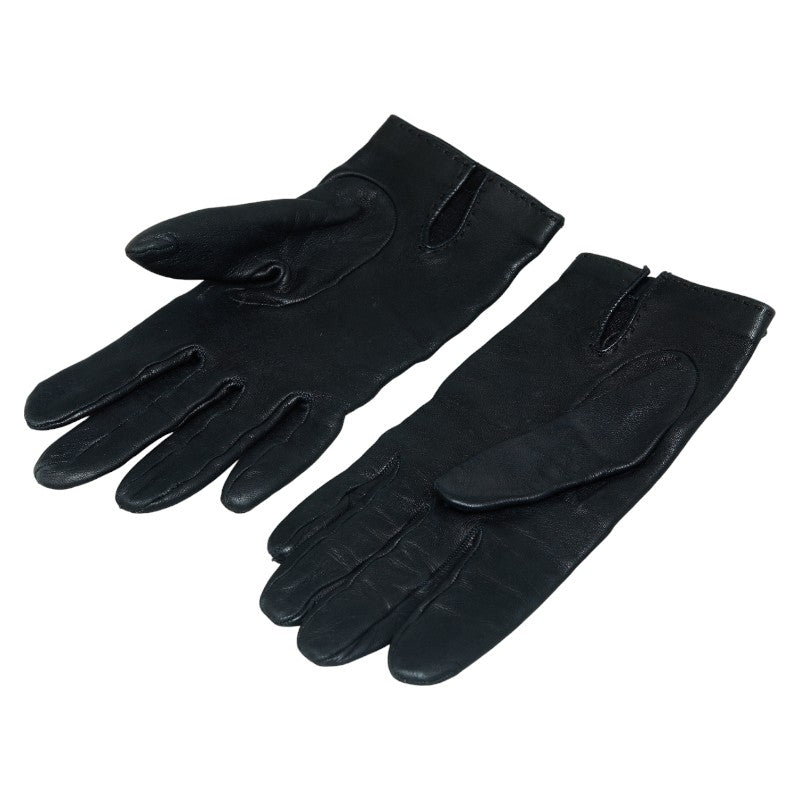 Hermes Kelly Globe Cadena Cham Globe Gloves Size 6 1/2 Black G Leather   Hermes