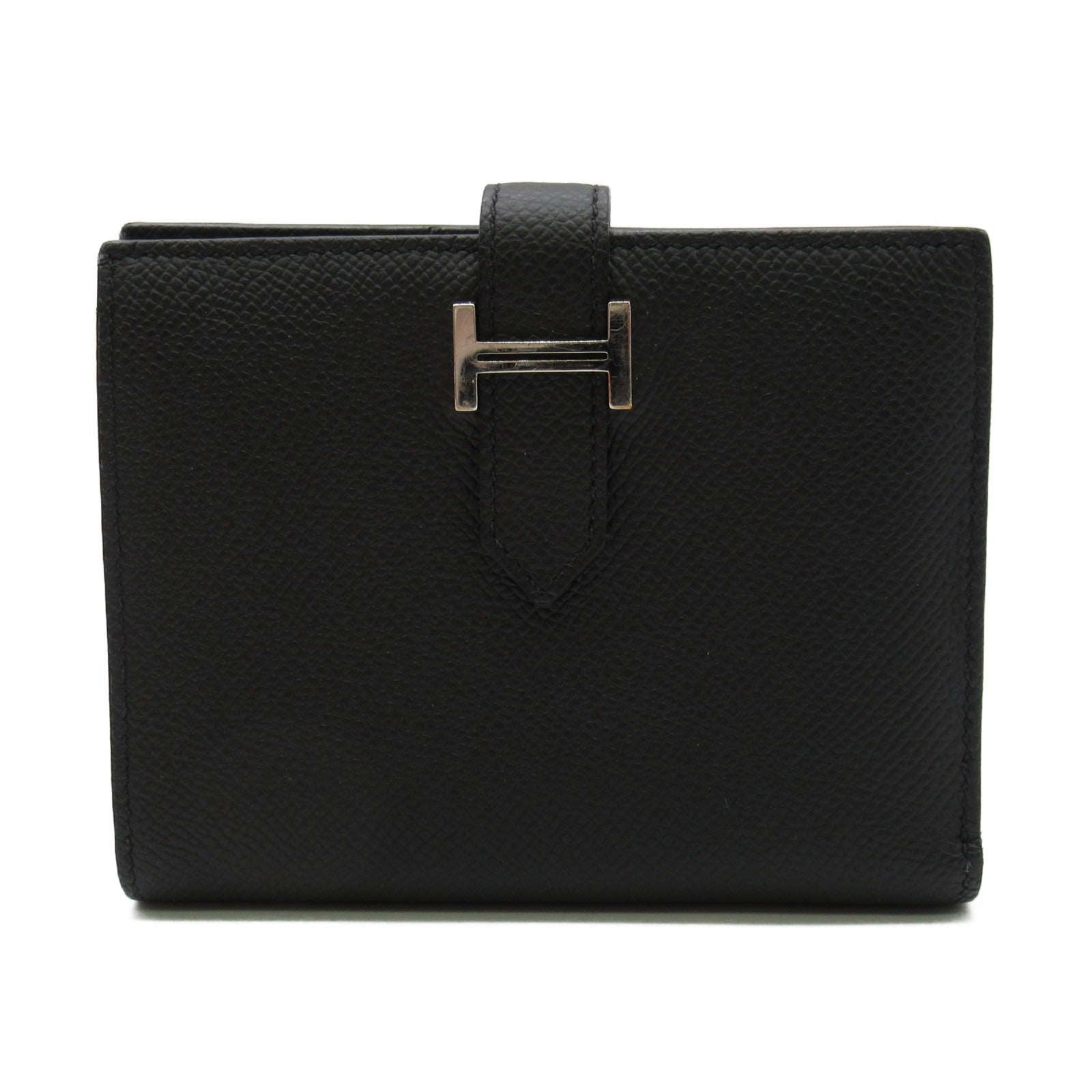Hermes Hermes  Compact Black Double Fold Wallet Wallet Leather  Black