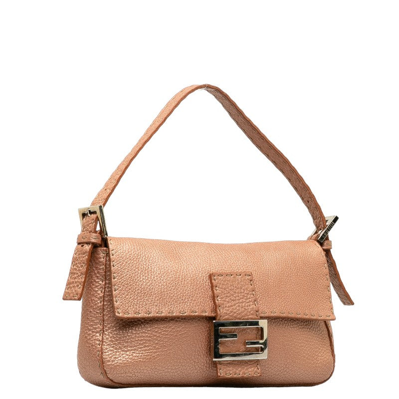FENDI Selleria Mamma Bucket Handbag Shoulder 8BR101 Pink Leather Women&#39;s