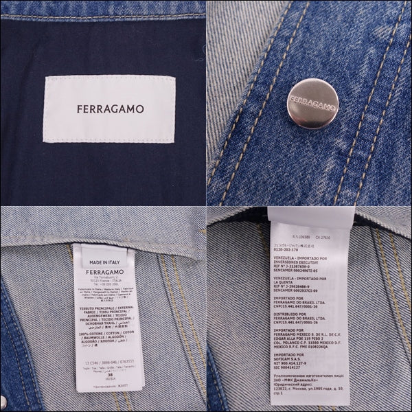 Salvatore Ferragamo Jacket Denim Jacket Cotton Out  Made in Italy 38 (M Equivalent) Indigo Blue  NEO