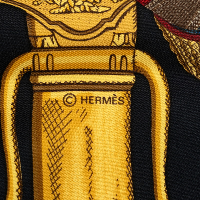 Hermes Carré 90 GRAND UNIFORME Grand Uniform Shirt Black G Multicolor Silk  Hermes