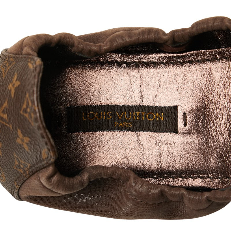 Louis Vuitton Monogram Pamps Flap Shoes Ballet Shoes Brown Leather  Louis Vuitton