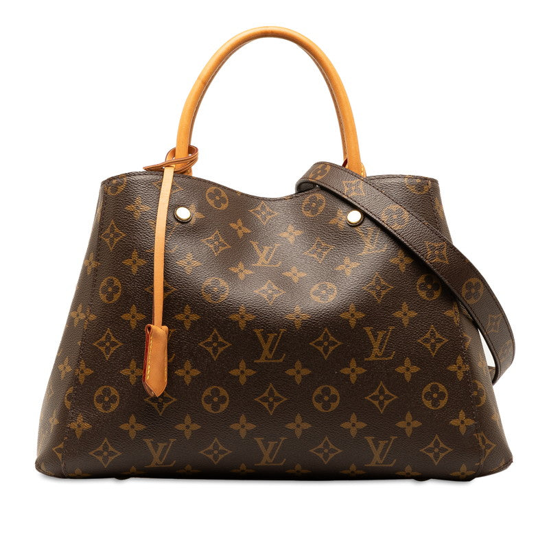 Louis Vuitton Monogram Montaigne MM Handbag 2WAY M41056 Brown PVC Leather  Louis Vuitton