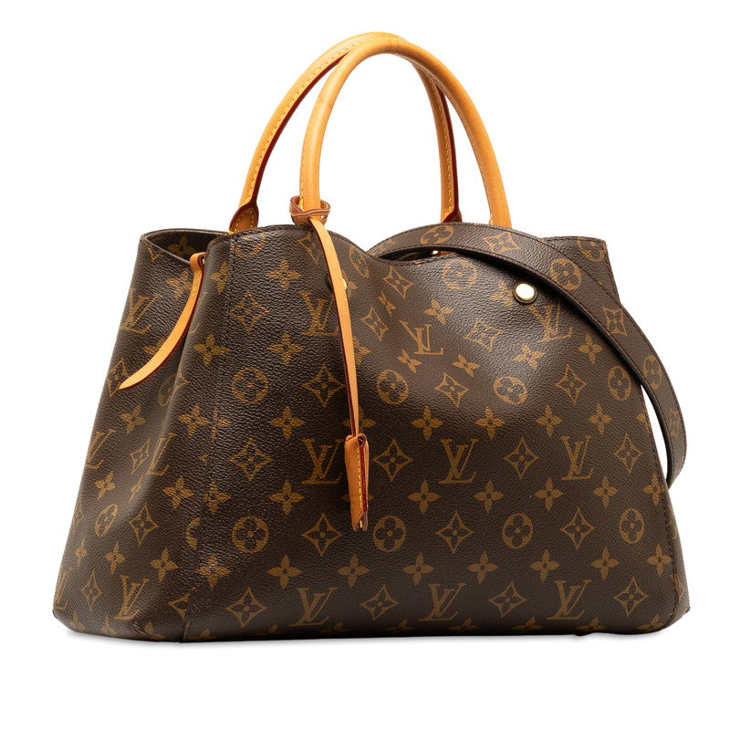Louis Vuitton Monogram Montaigne MM Handbag 2WAY M41056 Brown PVC Leather  Louis Vuitton