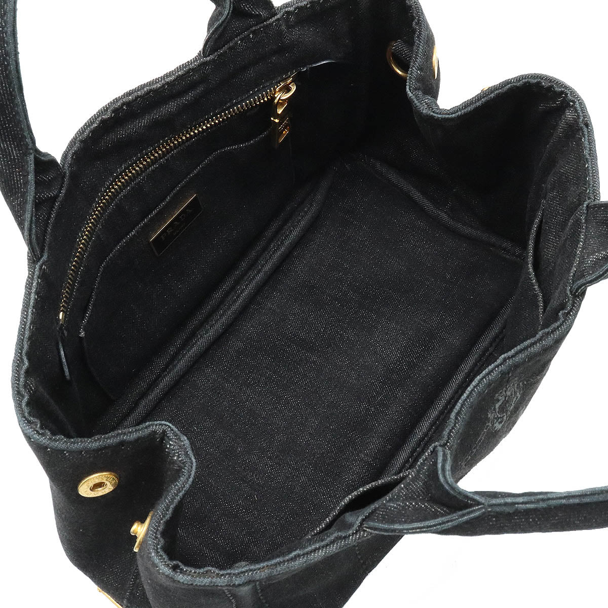 PRADA PRADA CANAPA Canapa Handbag 2WAY Shoulder Bag Denim NERO Black Black Gold  1BG439 Blumin