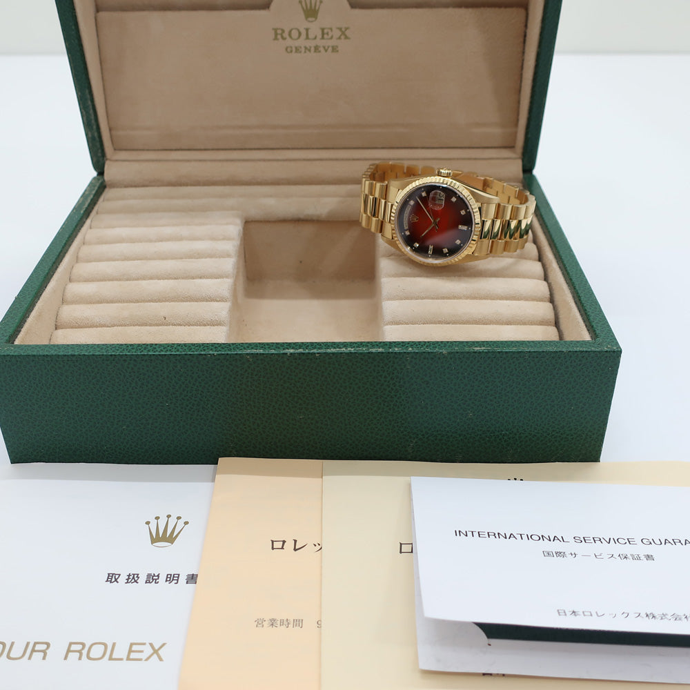 Rolex Ddate 18238A Red  Diamond K18YG 750