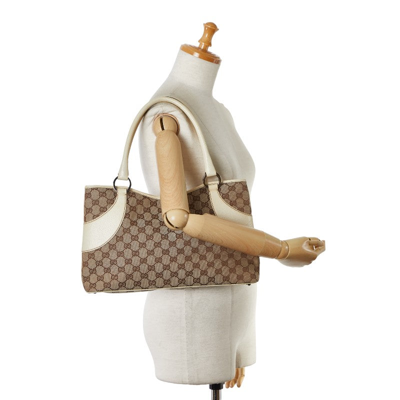 Gucci GG canvas handbag Tote bag 113015 beige white canvas leather ladies Gucci