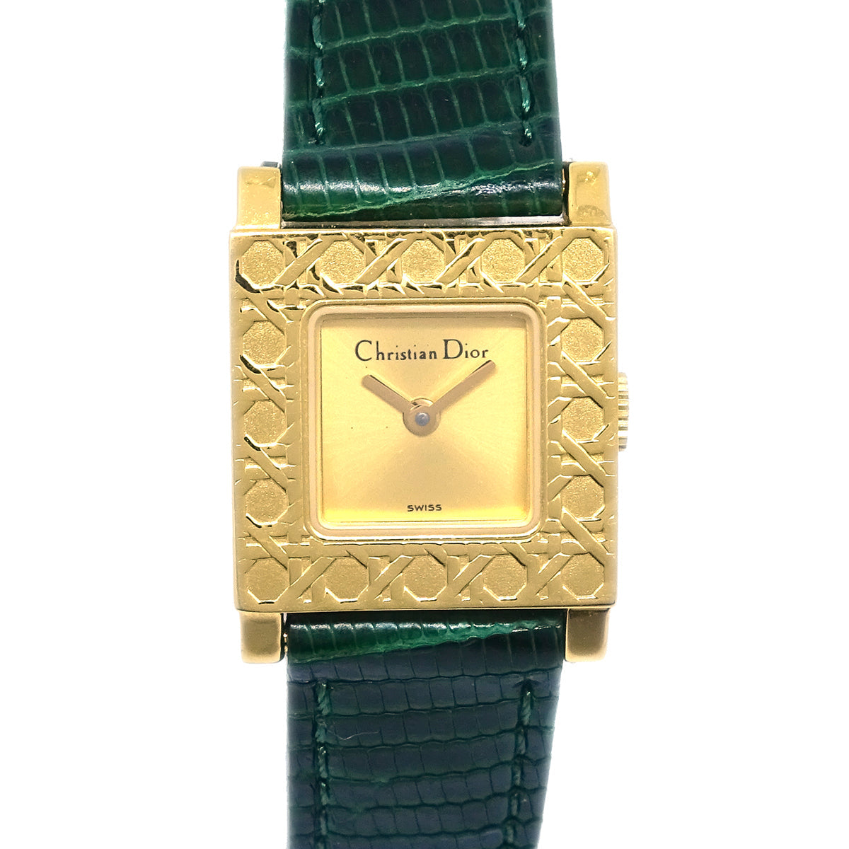 Christian Dior D60-159 La Parisienne Watch 18KYG Green Lizard