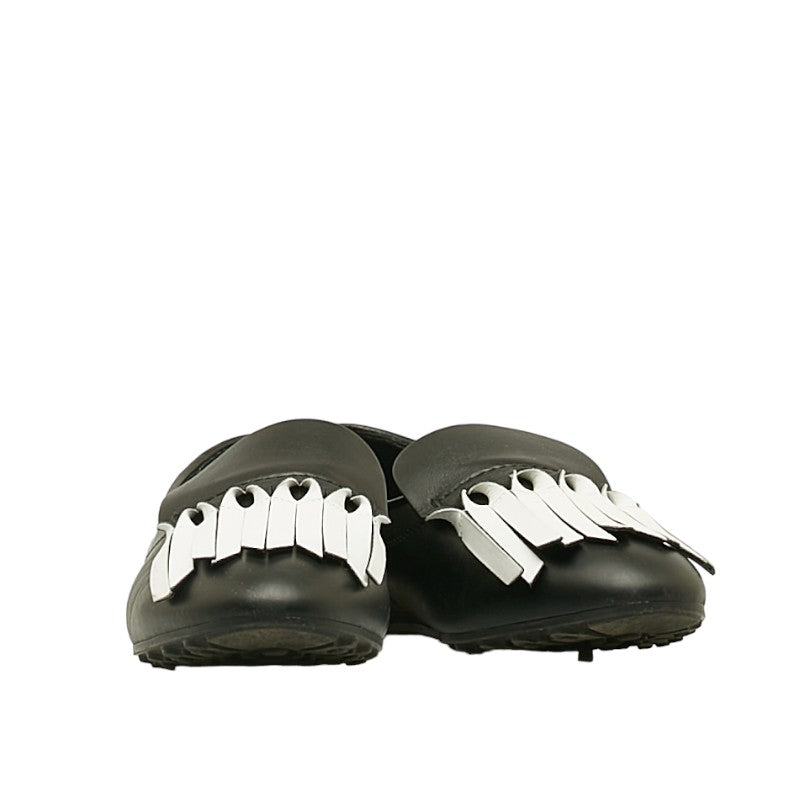Todds Flat Shoes Driving Shoes Fringe Size: 35 Black White Leather Ladies TOD’S