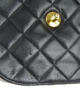 Chanel 1991-1994 Round Flap Handbag Mini Black Lambskin
