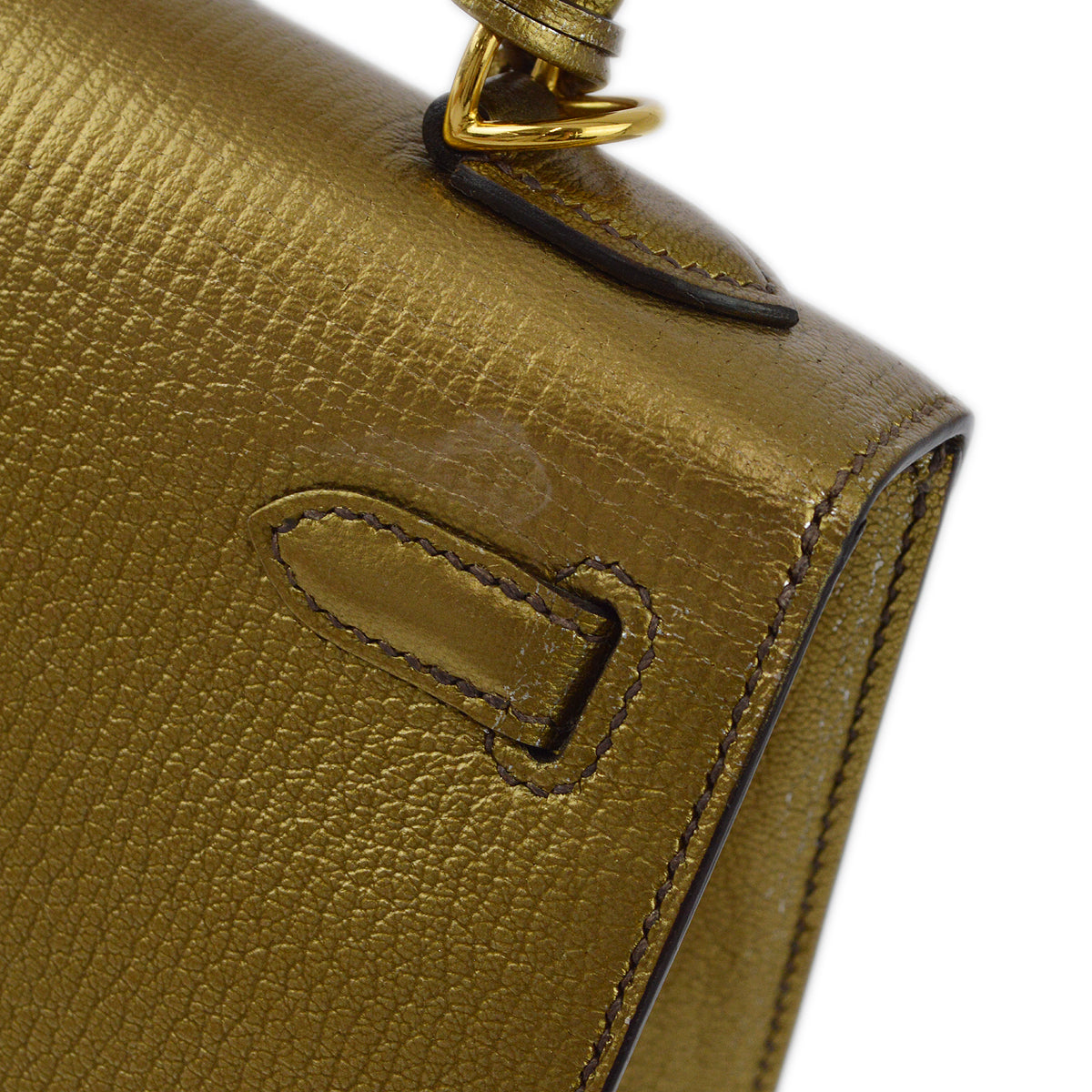 Hermes * Gold Chevre Kelly 25 Sellier 2way Shoulder Handbag