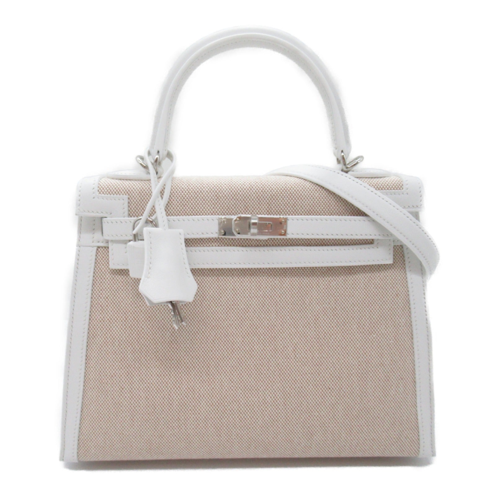 Hermes Hermes Kelly 25 Versailles Outdoor Sewing Handbag Handbag Handbag Canvas Leather  Towerash  White