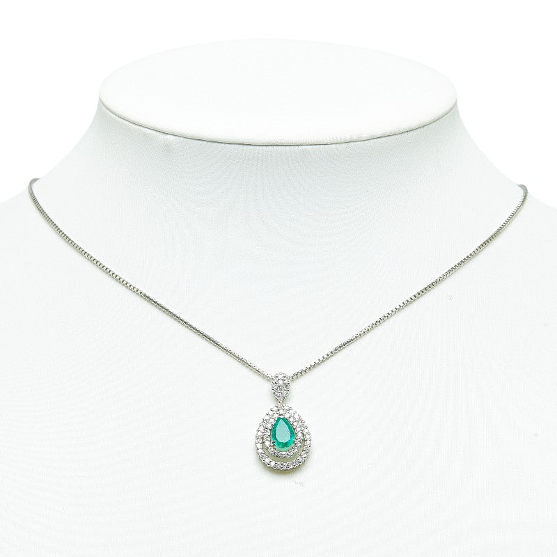 Pt900 Platinum Pt850 Platinum Emerald 1.08ct Diamond 0.70ct Pendant necklace