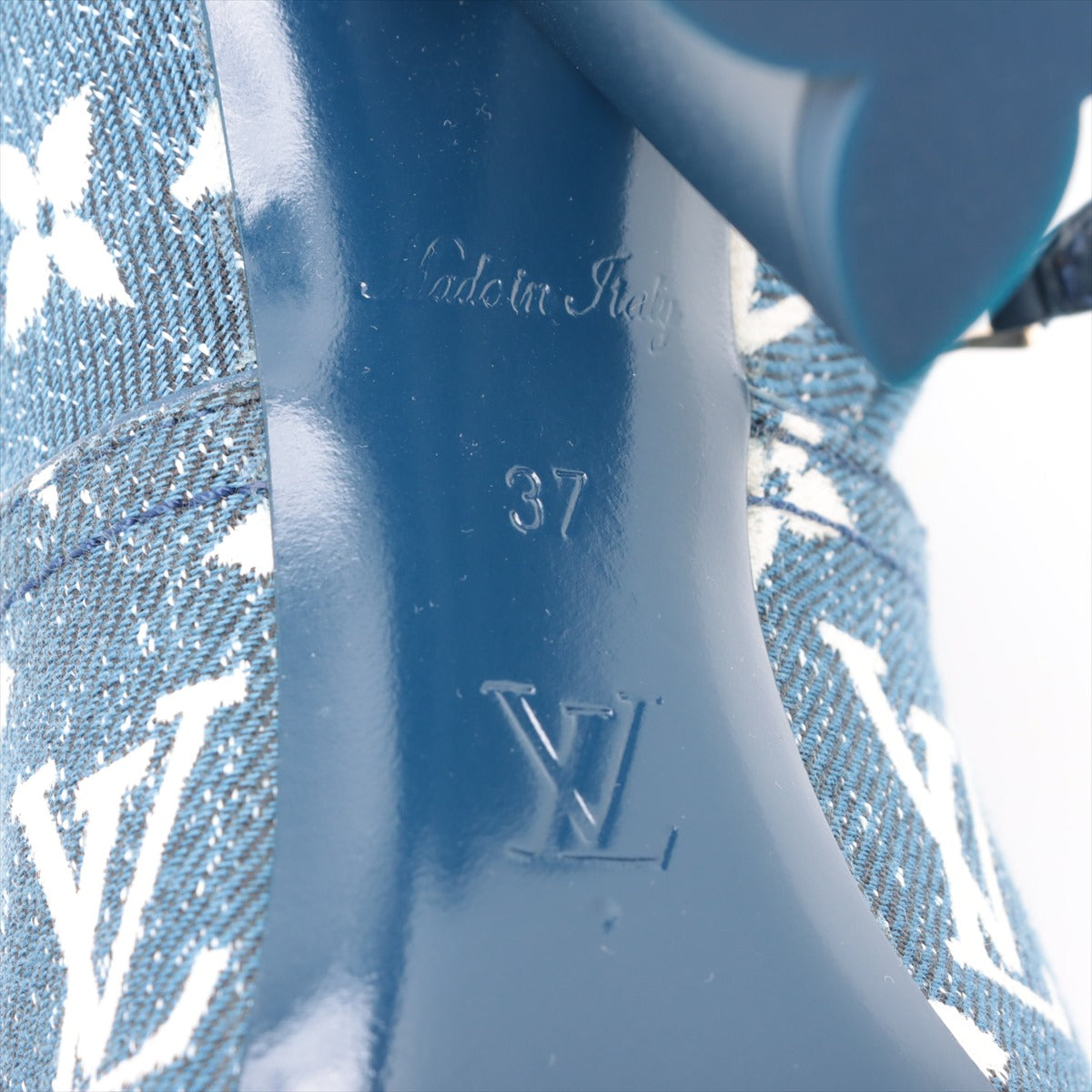 Louis Vuitton 21 year Denim x Leather Boots 37  Blue NL1201 Monogram