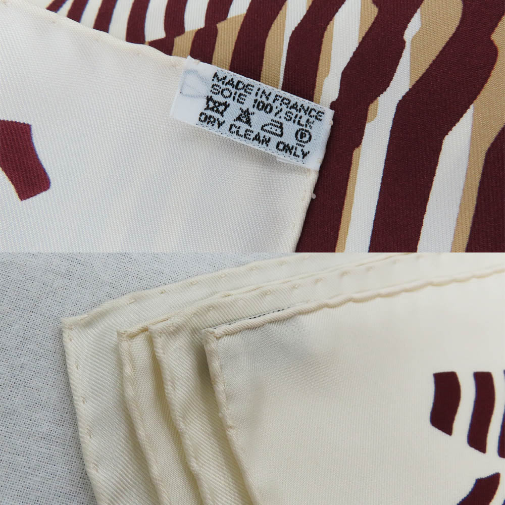 Hermes Kare 90 Fine Wave ONDE DE CHIC  Silk  Brown White Ivory Little