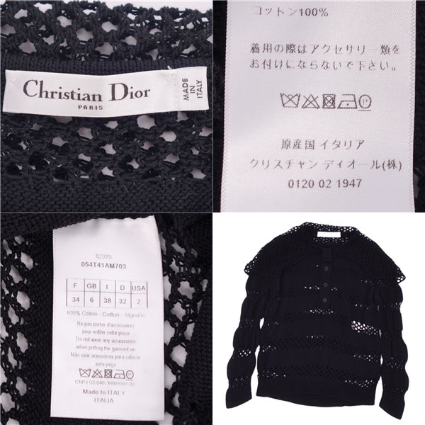 Christian Dior s Cardigan Long Sleeve Cotton Tops  F34 USA2 I38 (Equivalent to S) Black  Nitted
