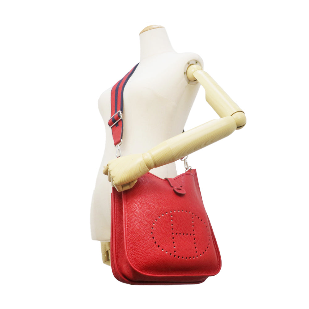 HERMES Hermes Ebrin 3 PM Ruizzak Shoulder Bag  Clemence T  Red Red 2015 Manufacturing Silver G   Vintage Wood