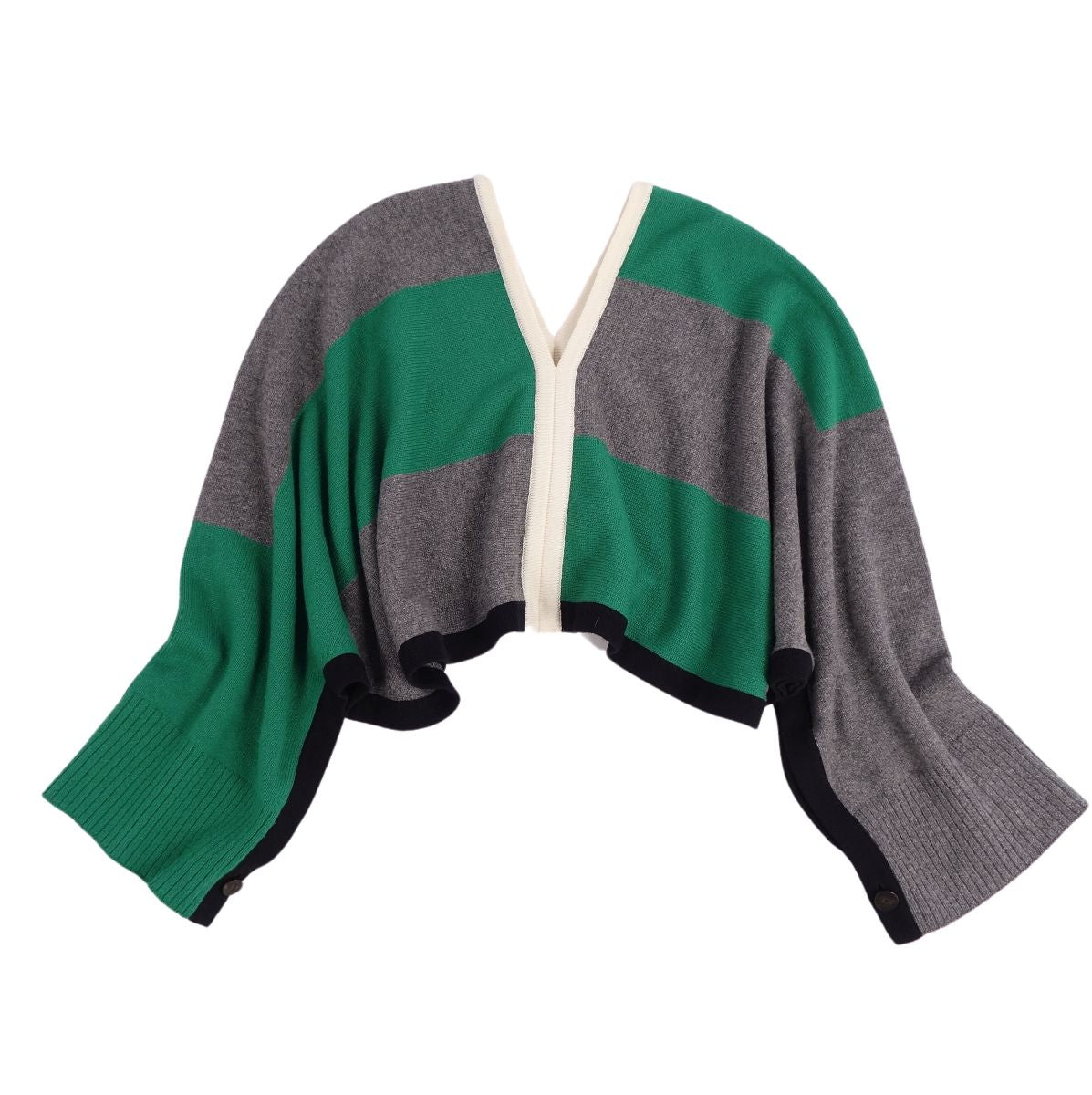 Hermes Nitted 2WAY sweater Poncho INTARSIA INTARSIA INTARSIA 100% TOPS LADY TU (free) GREEN/GREEN/Ivory 【 仙台 楽天市場店】