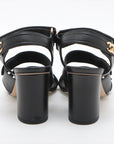 Chanel Coco 22SS Leather Sandal 35.5C  Black G37387 Turn-Lock Berkloostrap Box  Bag
