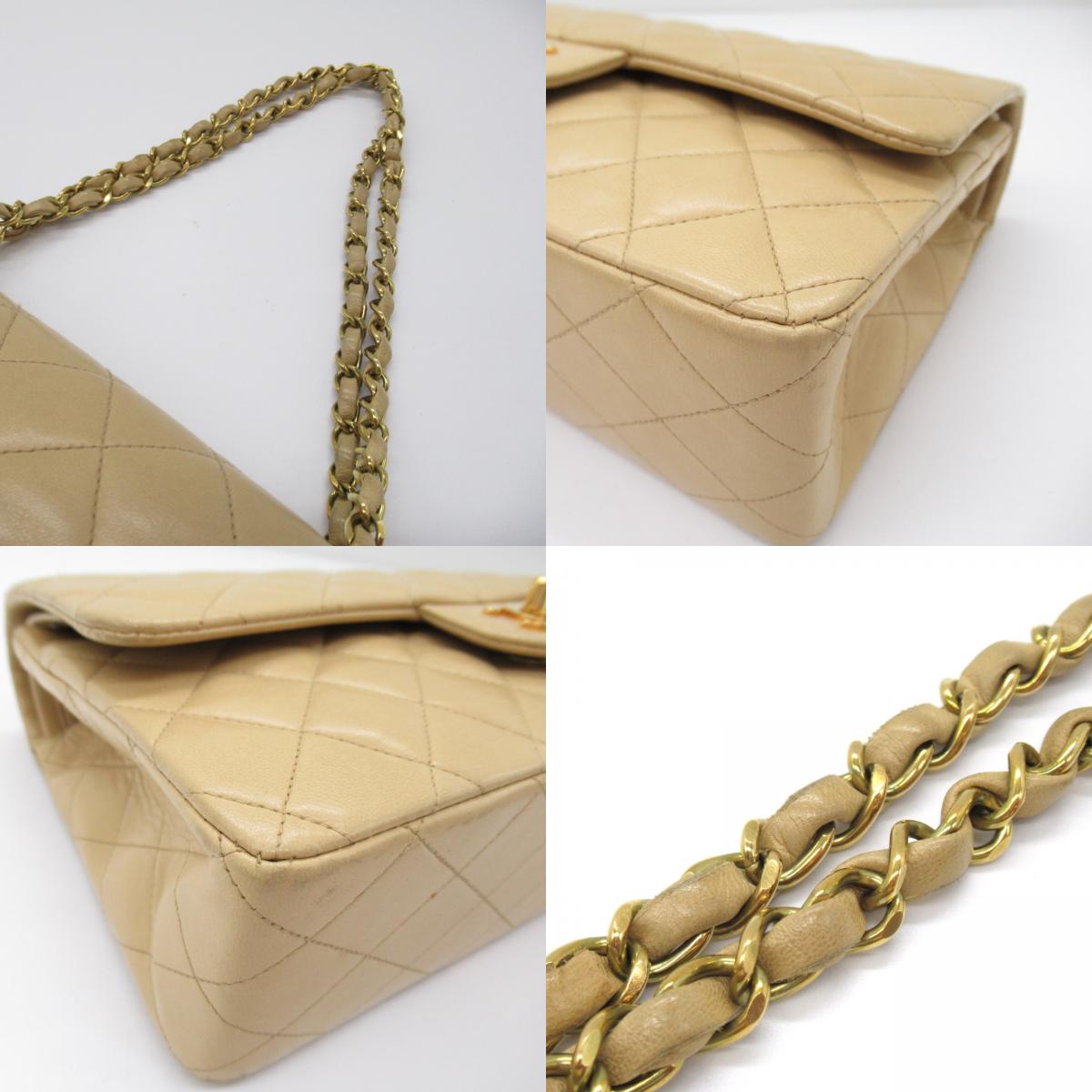 Chanel Double Flap Chain Shoulder Bag Double Flat Chain Shoulder Bag  Beige