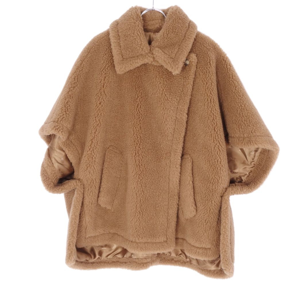 Max Mara Coat White Tag Heuer Teddy Bear Poncho Camel Silk Out  Made in Italy M Equivalent Camel Brown