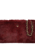 Chanel 2000-2001 Chain Tote Bag Bordeaux Fur