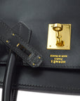 Hermes Black Box Calf Haut a Courroies 32 Handbag