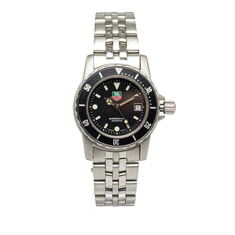 Tag Heuer Heuer Professional 200m Watch WD1410-G-20 Quartz Black Dial Stainless Steel  TAG Heuer