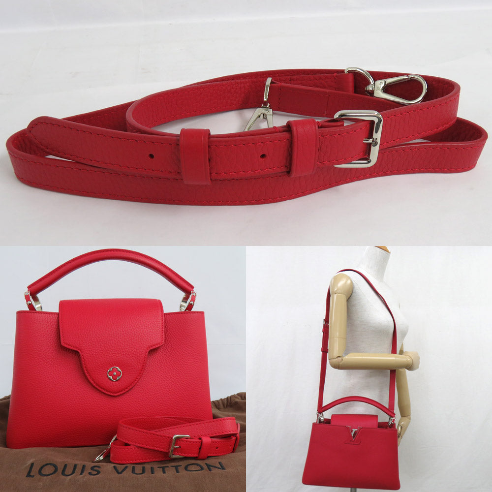 Louis Vuitton Capsine PM M42237 Ru Red Handbag 2WAY High-end  Leather Silver