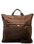 Prada Triangle Logo  Garment Handbag Shoulder Bag 2WAY Carkegreen Brown Nylon Leather Men PRADA