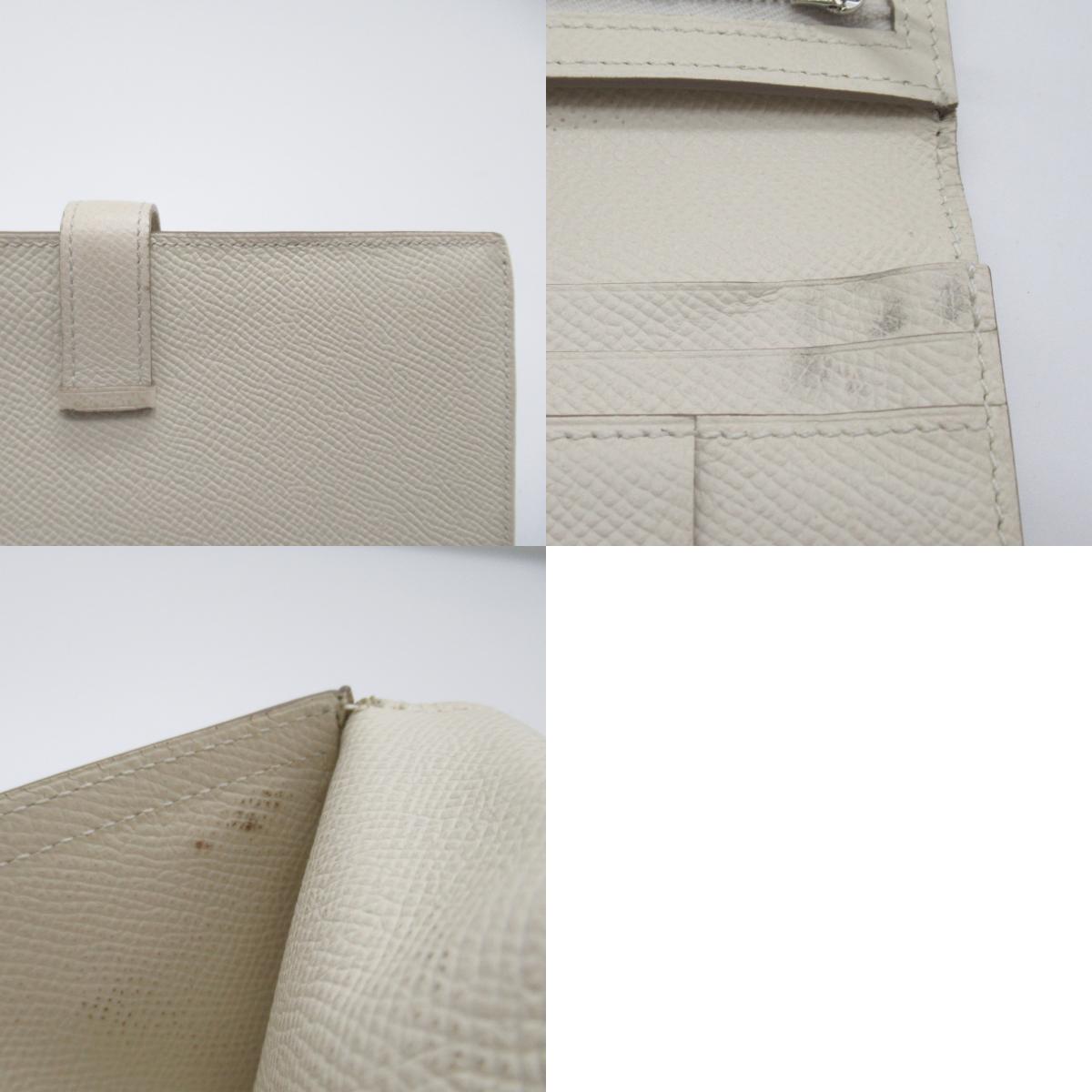 Hermes Hermes sfra Two Fable Wallet Two Foldable Wallet Leather Epsom  White Off-White
