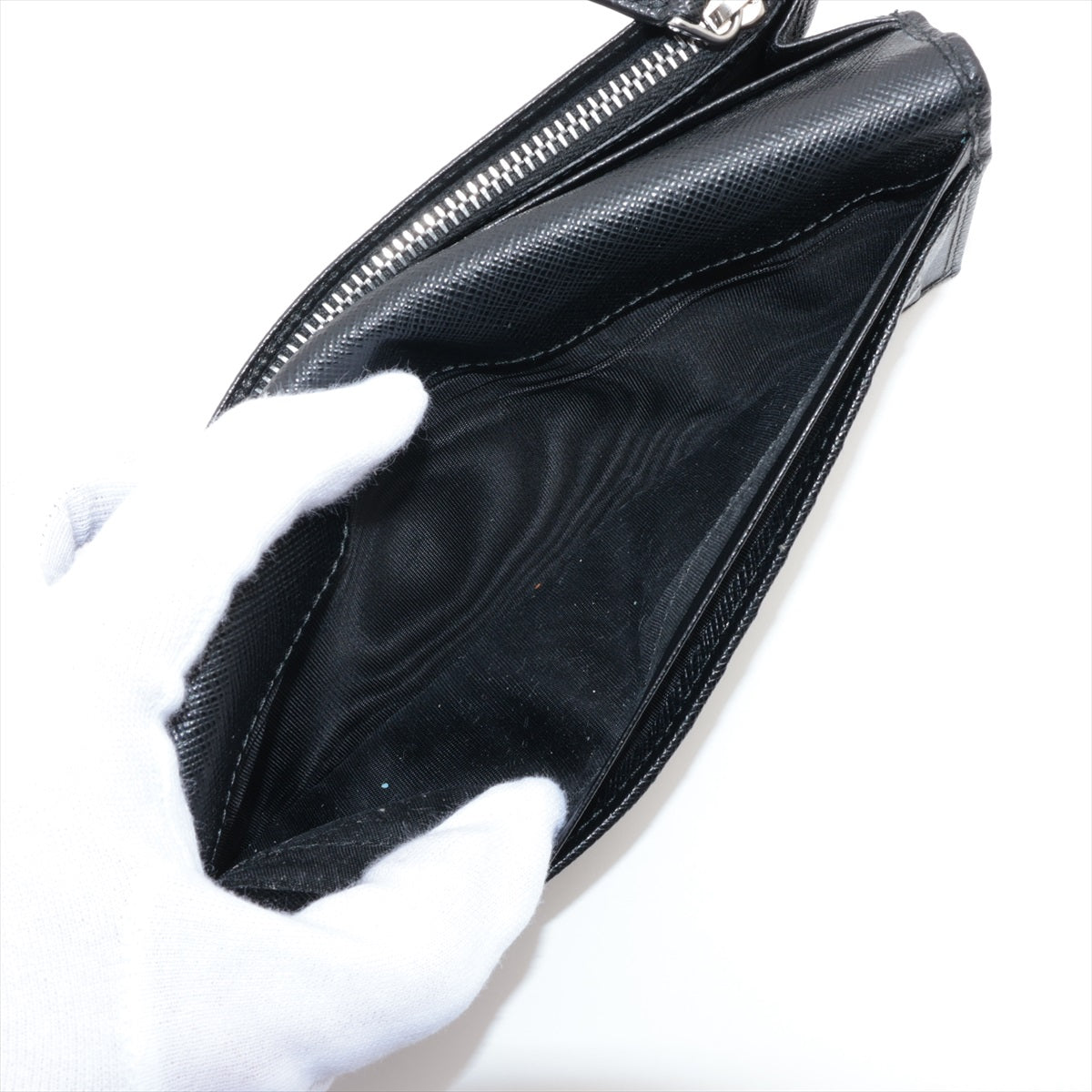 Prada Saffiano Triangle 2MV836 Leather Wallet Black