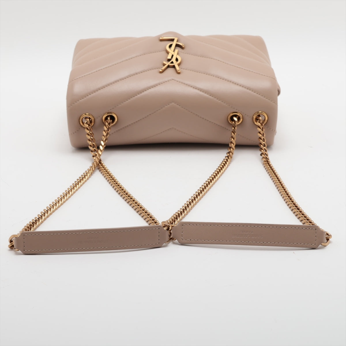 Saint Laurent  Rule Leather Chain Shoulder Bag Beige 494699