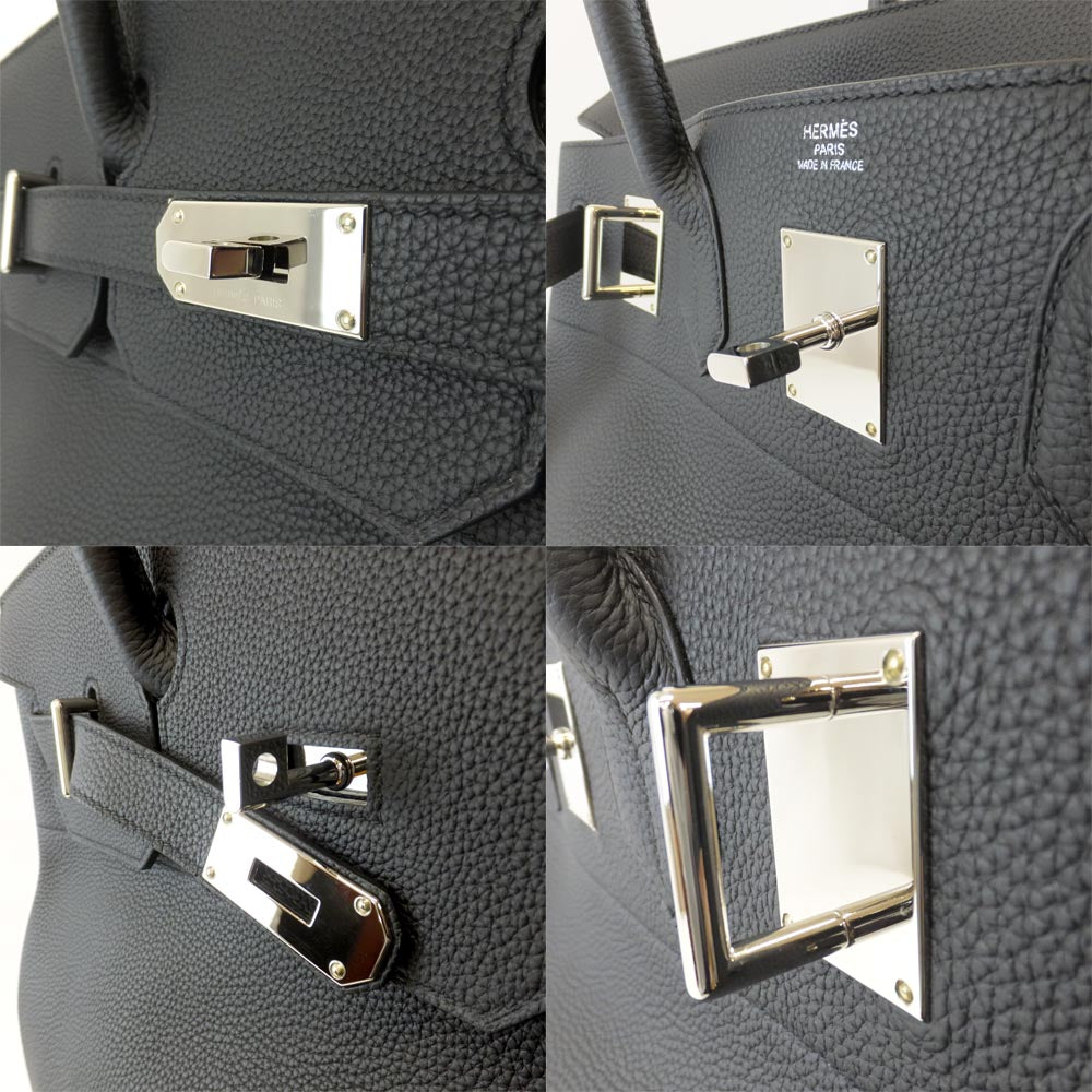 Hermes Autoclore 40 Handbag BK SV Black Silver G  Togo Leather U刻 2022 Manufacturing Large Capacity Cadena