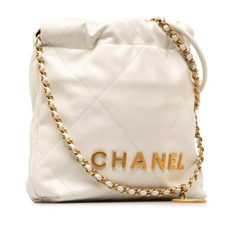 CHANEL COCOMARK CHANEL 22 Mini Wipes Chain Shoulder Bag White G Leather  CHANEL