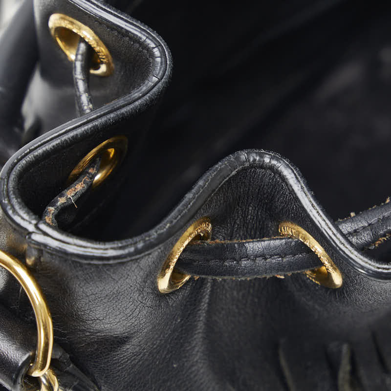 Saint Laurent  Emmanuel Fringe Handbag 2WAY VLR381762 Black Gold Leather  Saint Laurent
